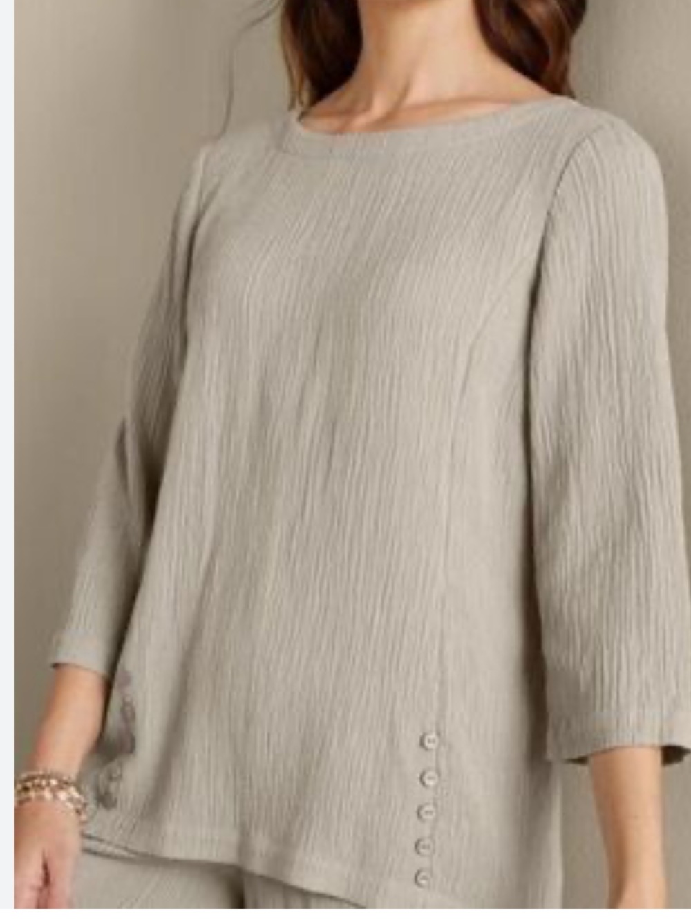 Soft Surroundings | Oceo crinkle Gauze Tunic size medium pebble beige